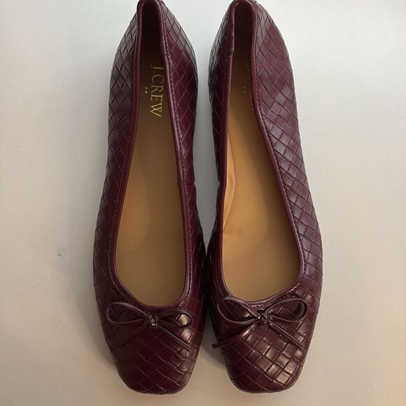 J Crew Woven square-toe ballet flats Womens Size 10 Burgundy - Picture 2 of 6